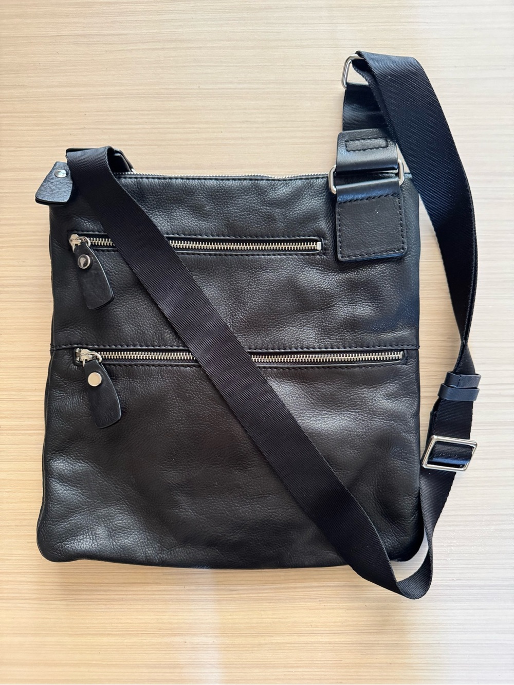 Black Soft Genuine Leather Crossbody Purse